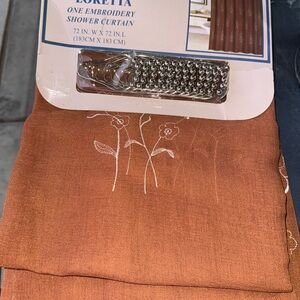 Orange Embroidery Shower Curtain